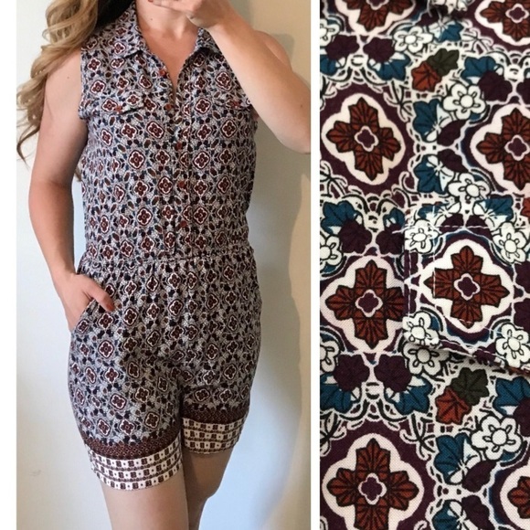 ARDENE Boho Tie Waist Soft Lightweight Romper Sm - Picture 1 of 8